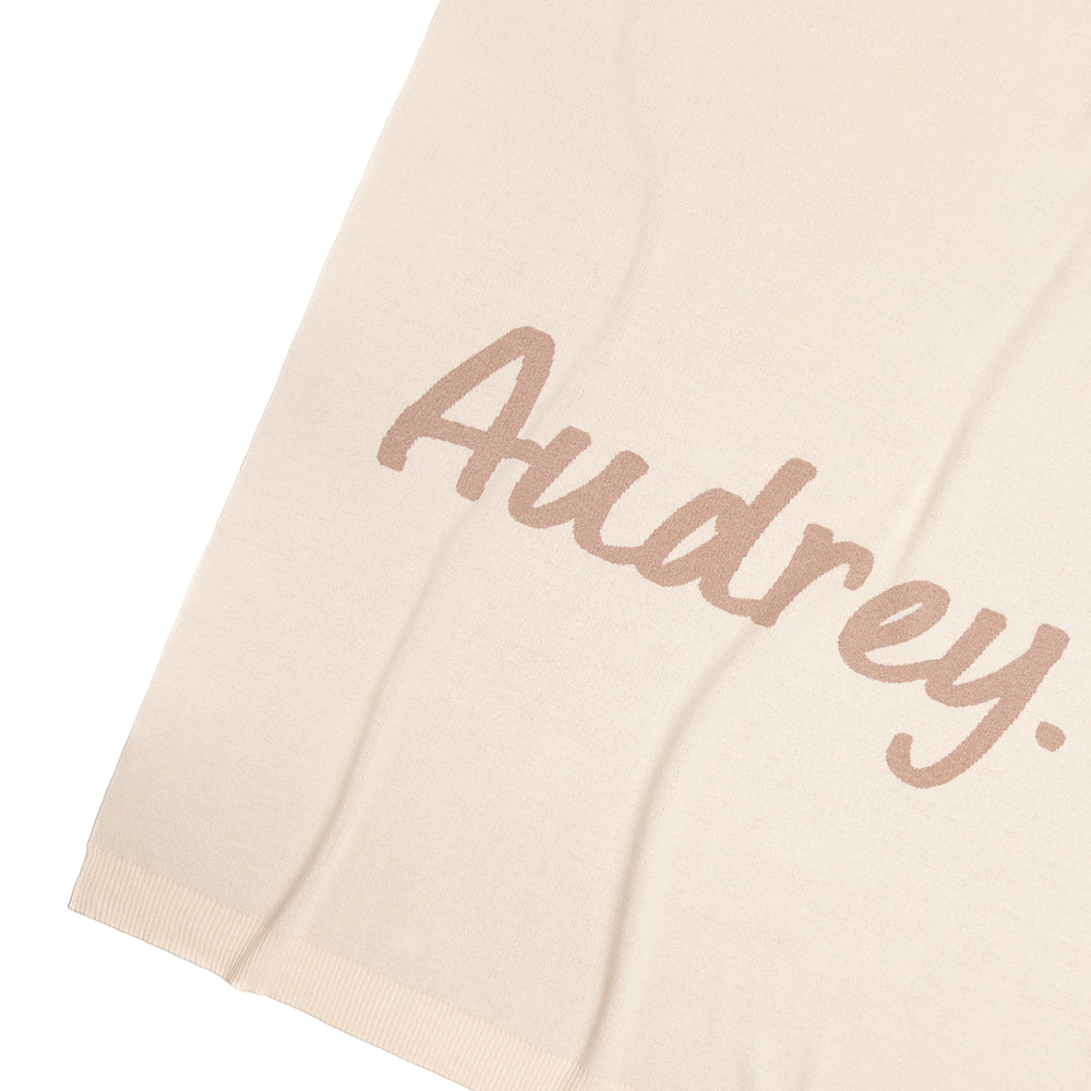 
                  
                    Load image into Gallery viewer, Cotton Cashmere Ivory &amp;amp; Mink Name Blanket
                  
                
